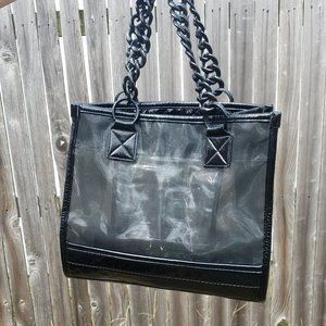Transparent PVC Black Mesh Tote Bag